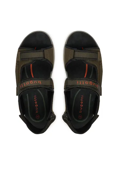 Sandale barbati - piele ecologica - verde - sistem inchidere Velcro