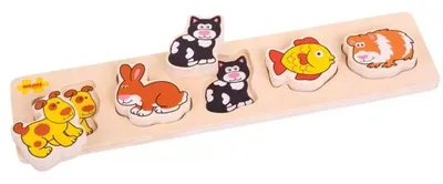 Puzzle 3D din lemn Bigjigs - Animale de companie