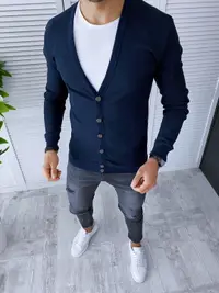 Bluza barbati slim fit bleumarin B7556 U1