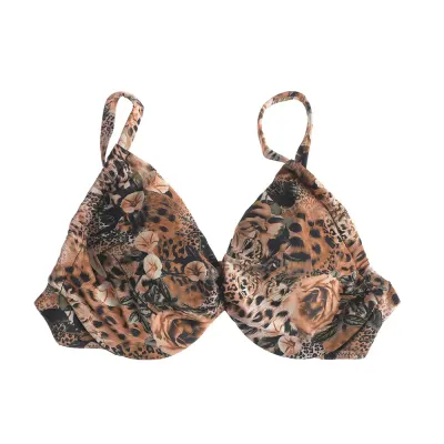 Sutien de baie animal print cu imprimeu floral