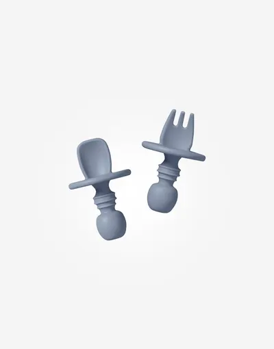 Set tacamuri pentru autodiversificare cu protectie anti-inec silicon Cutlery blue