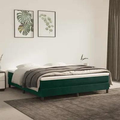 vidaXL Cadru de pat cu arcuri, verde închis, 160x200 cm, catifea