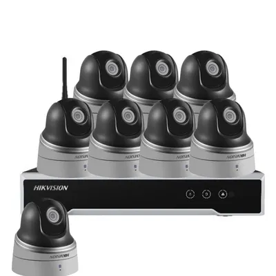 Sistem supraveghere exterior IP WiFi Hikvision KIT-HK-WF-8EXT2MP20IR-P, 2MP, 2.8-12 mm, IR 20 m, slot card, PoE