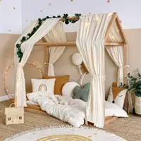 Set 2 baldachine muselina pentru pat tip casuta, Little Amy, Crem, 2 x 315 cm pentru pat 90 x 200 cm