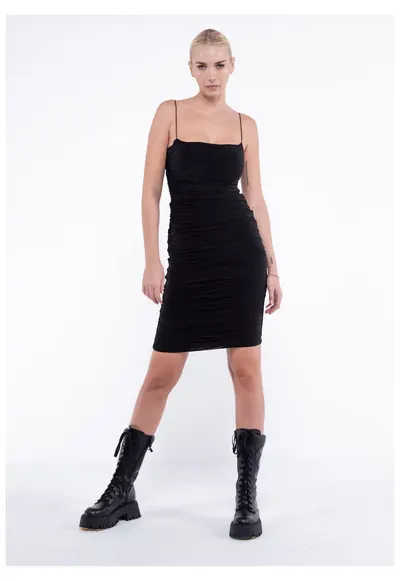 Rochie mini mulata din lycra cu fronseuri