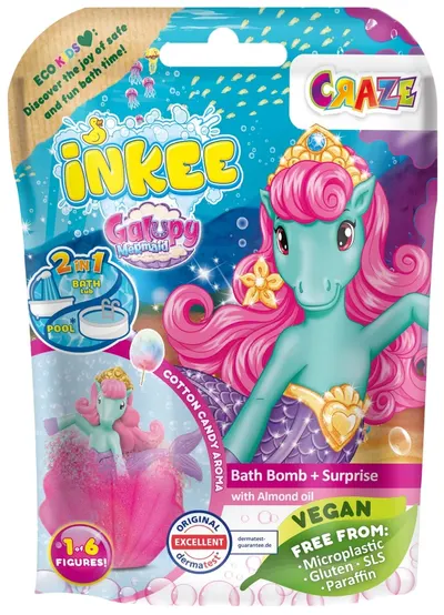 Bombă de baie Craze Inkee - Galupy Mermaid, cu figurină surpriză, sortiment