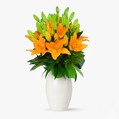 Buchet de 7 crini asiatici portocalii