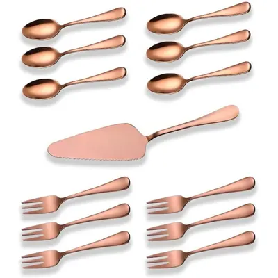 Tacamuri pentru Prajituri Berglander, 18/0 Inox, Auriu Roz, 13 Bucati