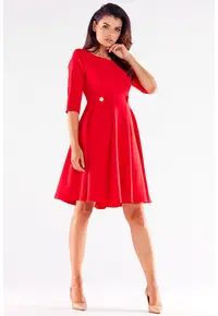 Rochie in clos cu maneci 3/4 - - Rosu