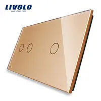 Panou Intrerupator dublu + simplu Auriu
