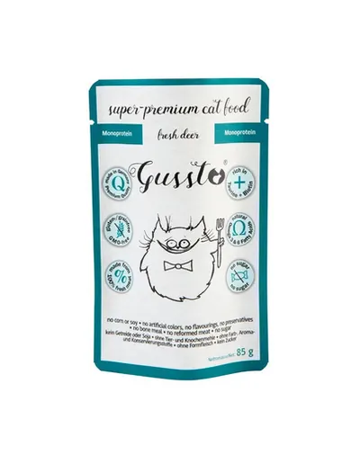 GUSSTO Fresh Deer hrană umedă monoproteică pentru pisici, cu carne proaspătă de cerb 85 g