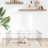 vidaXL Cușcă pentru animale de companie cu 12 panouri și ușă, neagră, 105x105x35 cm, oțel