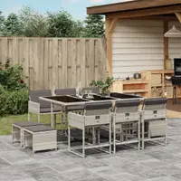 Gossi set mobilier de gradina cu perne 11 piese gri deschis poliratan