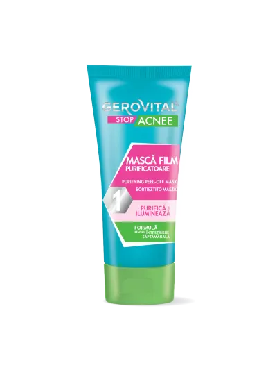 Mască Film Purifiantă Pentru Ten Mixt, Gras, Acneic, Gerovital Stop Acnee, 100 Ml