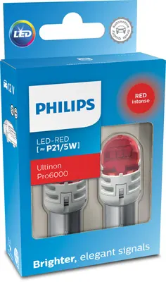 Set 2 Becuri Auxiliare Cu Led 12V P21 5W Ultinon Pro6000Si Red Philips