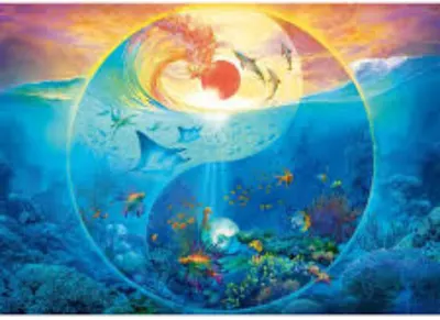 Puzzle 1000 piese - Yin & Yang - In lumea animalelor marine