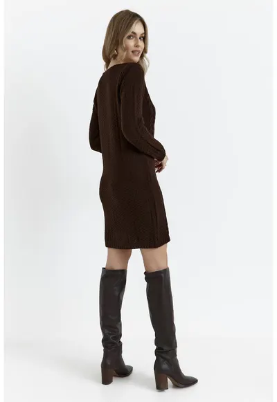 Rochie de dama - M713 - cu lungime pana la genunchi - Maro