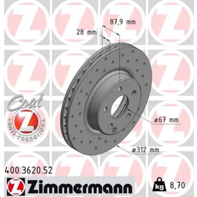 Disc frana ZIMMERMANN 400.3620.52
