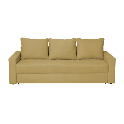 Canapea extensibila NICO II 3L, 3 locuri, cu arcuri si lada depozitare, galben, 220x85x75 cm