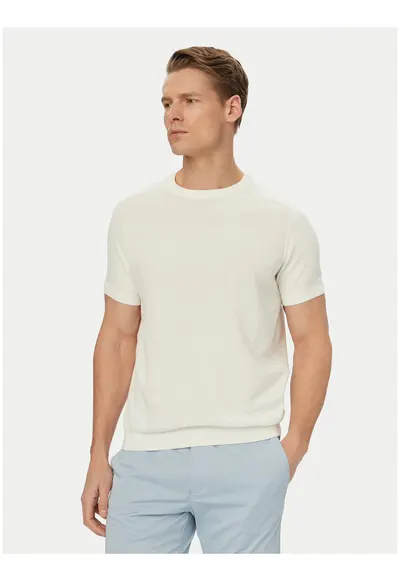 Tricou Barbati - Alb/Bej - Bumbac - Regular fit