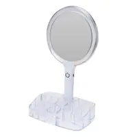 Oglindă de machiaj cu LED și organizator pentru accesorii, iluminare reglabilă, alimentare USB