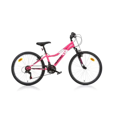Bicicleta, Dino Bikes, Mountain Bike, Ring Pink, Cu 6 viteze si suspensie, 24 inch, Peste 130 cm