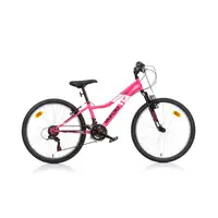 Bicicleta, Dino Bikes, Mountain Bike, Ring Pink, Cu 6 viteze si suspensie, 24 inch, Peste 130 cm