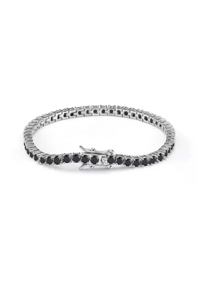 Bratara Tennis 3mm - Argint - pentru barbati 3 mm - Negru diamant