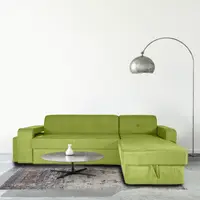Coltar extensibil, cu lada de depozitare si tabureti, Serenity, Verde