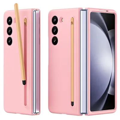 Husa Slim cu Pix inclus pentru Samsung Z Fold7, Protectie Ecran cu Sticla, Antisoc, Roz Engros