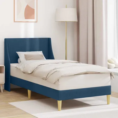 vidaXL Cadru de pat Simplu cu headboard albastru 100 x 200 cm țesătură