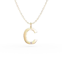 Lant cu pandantiv initiala C din aur galben cu diamant de 0.005ct