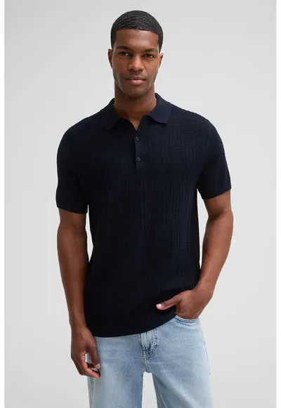 Tricou polo cu inchidere prin nasturi 30045707 - Albastru inchis