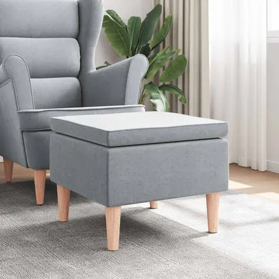 vidaXL Scaun cu picioare din lemn, gri deschis, material textil