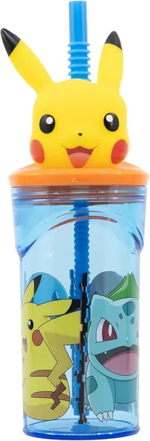 Pahar cu pai și 3D figurină Stor Pokemon - Distortion, 360 ml