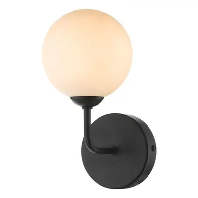 Aplica Feya Wall Light Matt Black Opal Glass