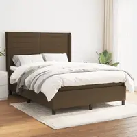 Gossi pat continental cu saltea, maro inchis, 140x200 cm, textil