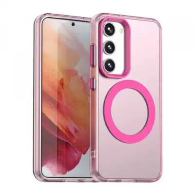 Husa MagSafe pentru Samsung Galaxy S23 S911 Techsuit CandyCase (Roz/Transparent)