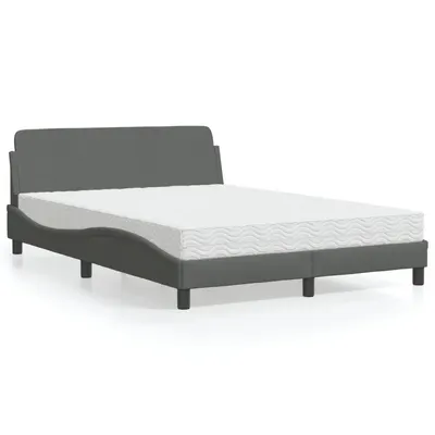 vidaXL Pat cu saltea, Dover, gri închis, 140x190 cm, textil