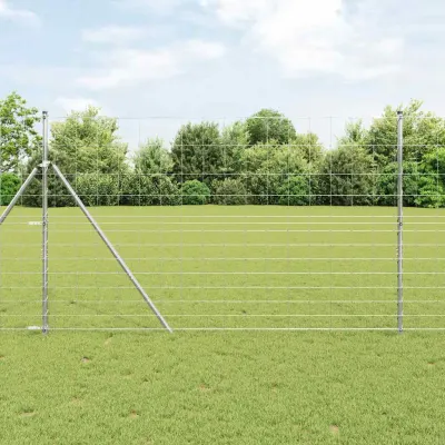 vidaXL Gard din plasă sudată pentru fixare în sol 50 x 1,5 m Argintiu