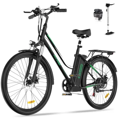 Bicicletă electrică urbană 26" 250W, baterie 36V 12Ah, autonomie 90 km