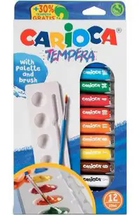 Acuarele tempera 12 culori cu tavita si pensula