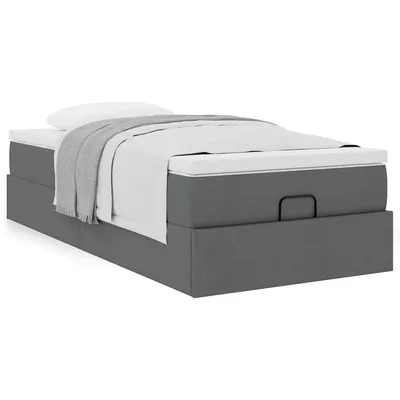 Gossi cadru pat otoman cu saltea tesatura gri inchis 90x200 cm