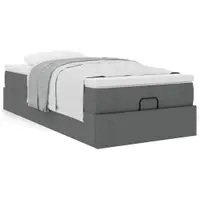 Gossi cadru pat otoman cu saltea tesatura gri inchis 90x200 cm
