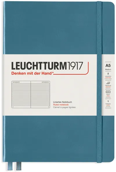 Agenda Leuchtturm1917 Rising Colors - A5, pagini liniate, Ston Blue