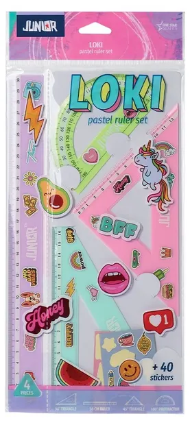 Set de instrumente de desen tehnic Junior – Pastel, 4 piese
