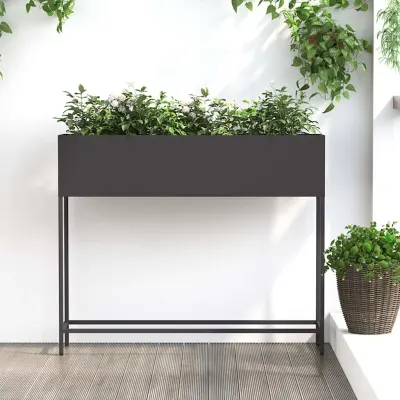 vidaXL Ghiveci ridicat pentru grădină Negru 100 x 26 x 82 cm Oțel