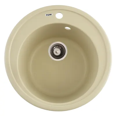 FCB-510SI/1, Chiuveta de bucatarie din granit cu cuva rotunda, seria SUN, Ivory, 510x200 mm, FLOW