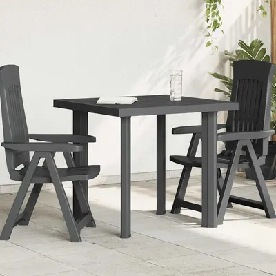 vidaXL Masă de grădină, antracit, 80 x 75 x 72 cm, plastic
