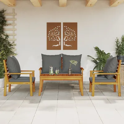 Gossi set mobilier de gradina cu perne, 4 piese, lemn masiv de acacia